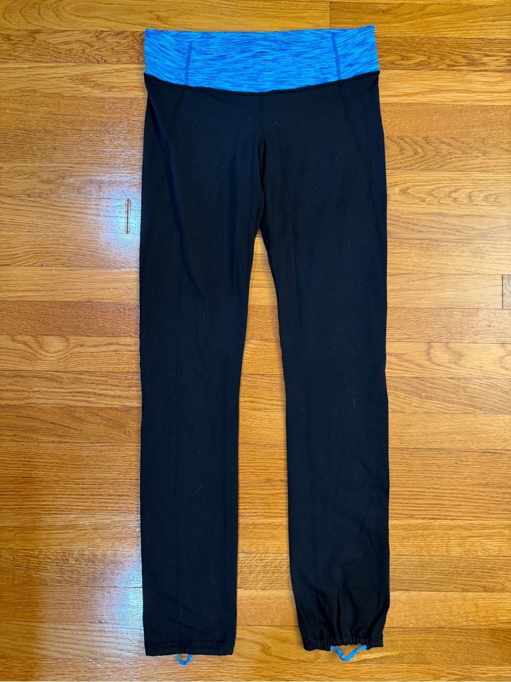 Lululemon 32.5" Inseam Straight Leg Pants Cinchable Ankles Black/Blue - Size 8